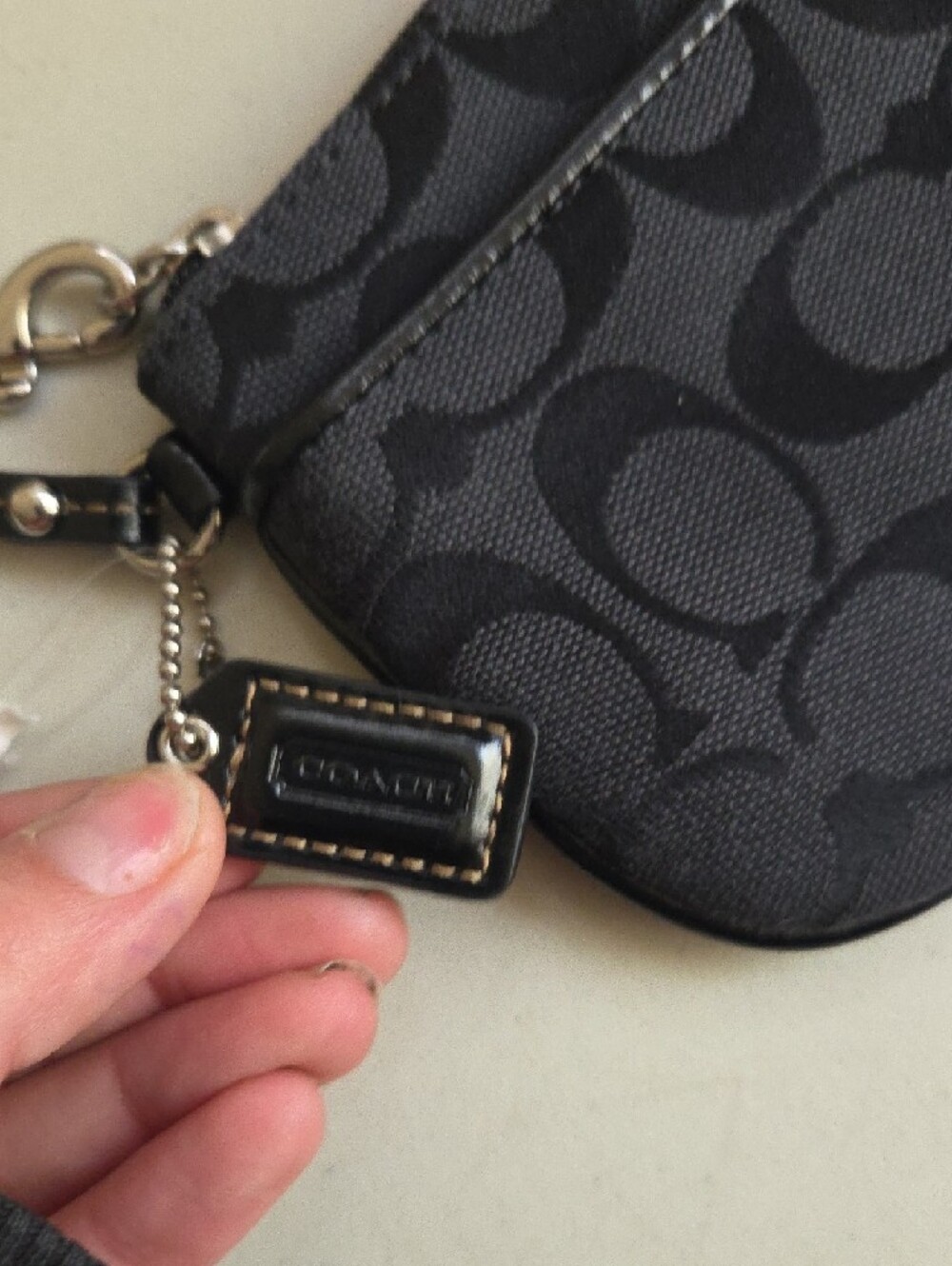 Coach Black Signature Wristlet Pouch - Picture 3 of 6